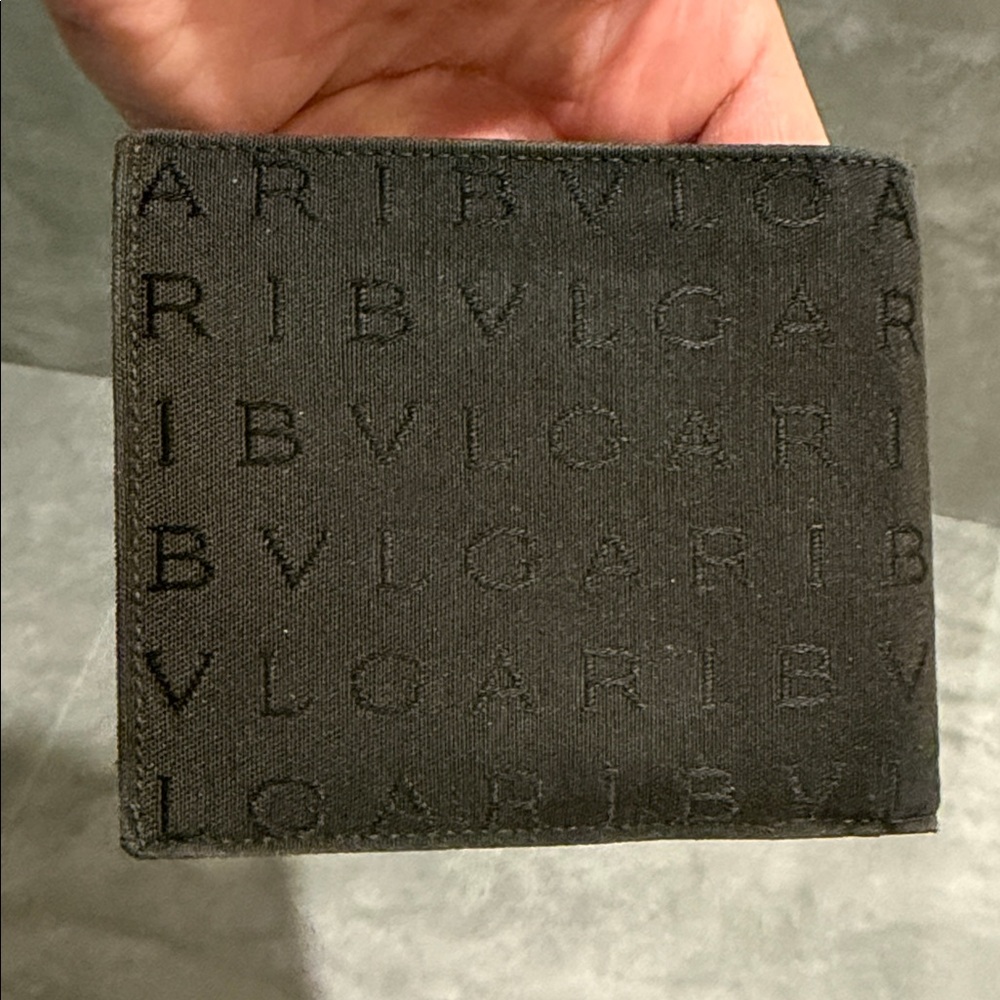 Bulgari Black Textured Card Holder Bifold Wallet - Picture 6 of 6